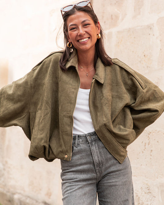 Veste Suédine Kaki